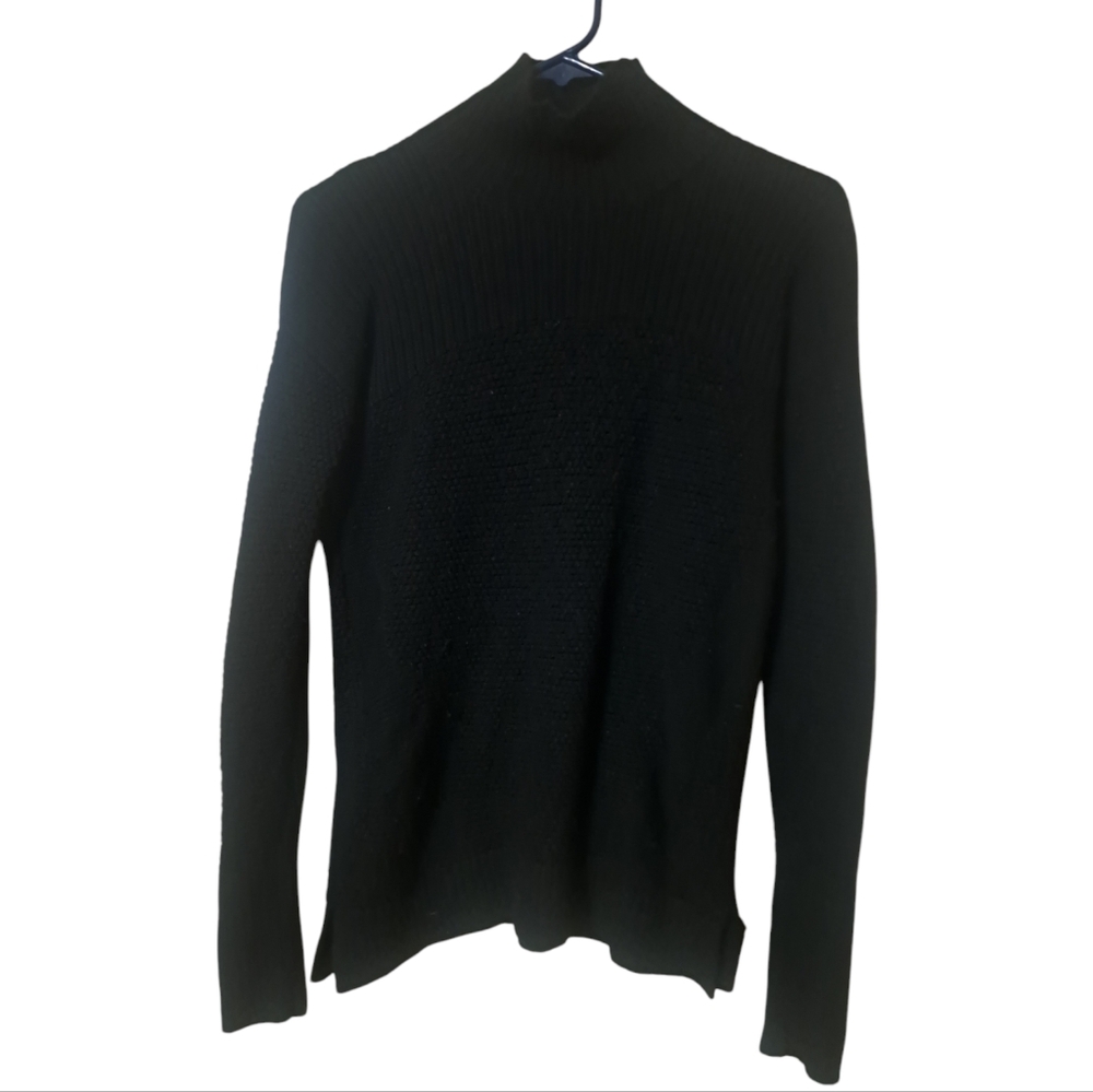 Lululemon Black Merino Wool Moch Neck Knit Sweater